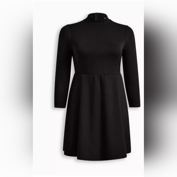 Torrid Black Mini Studio Cupro Mock Neck Dress. SIZE 00 - Picture 2 of 8